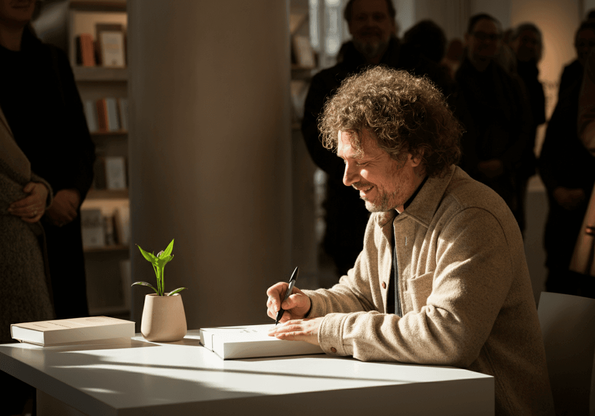 Author book signing at an event