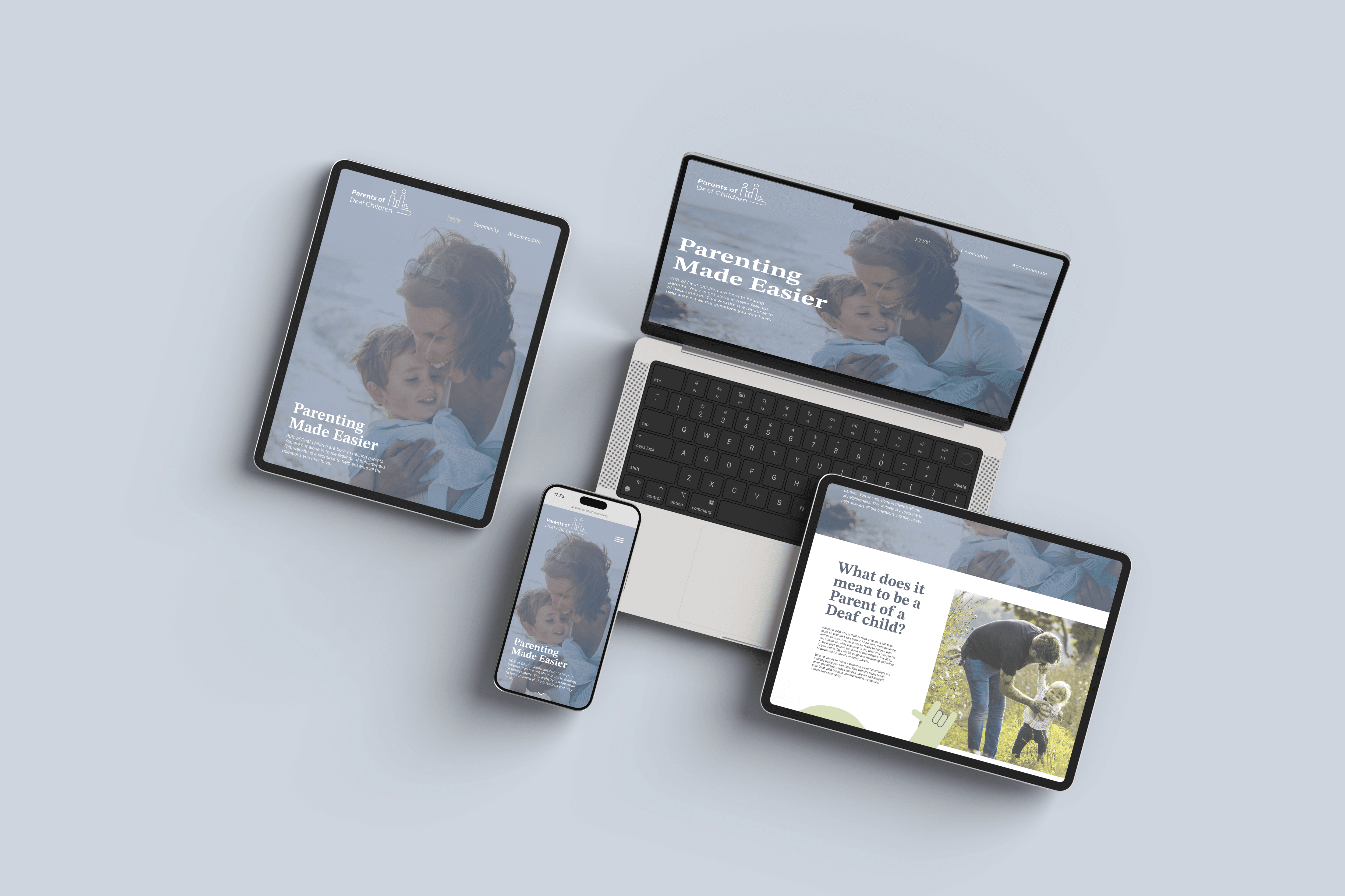 The website on 4 different devices and orientations