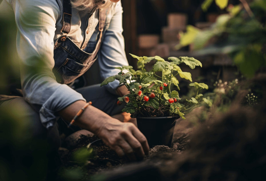 Person weeding a flower bed ,representing Yardona’s flower bed weeding service