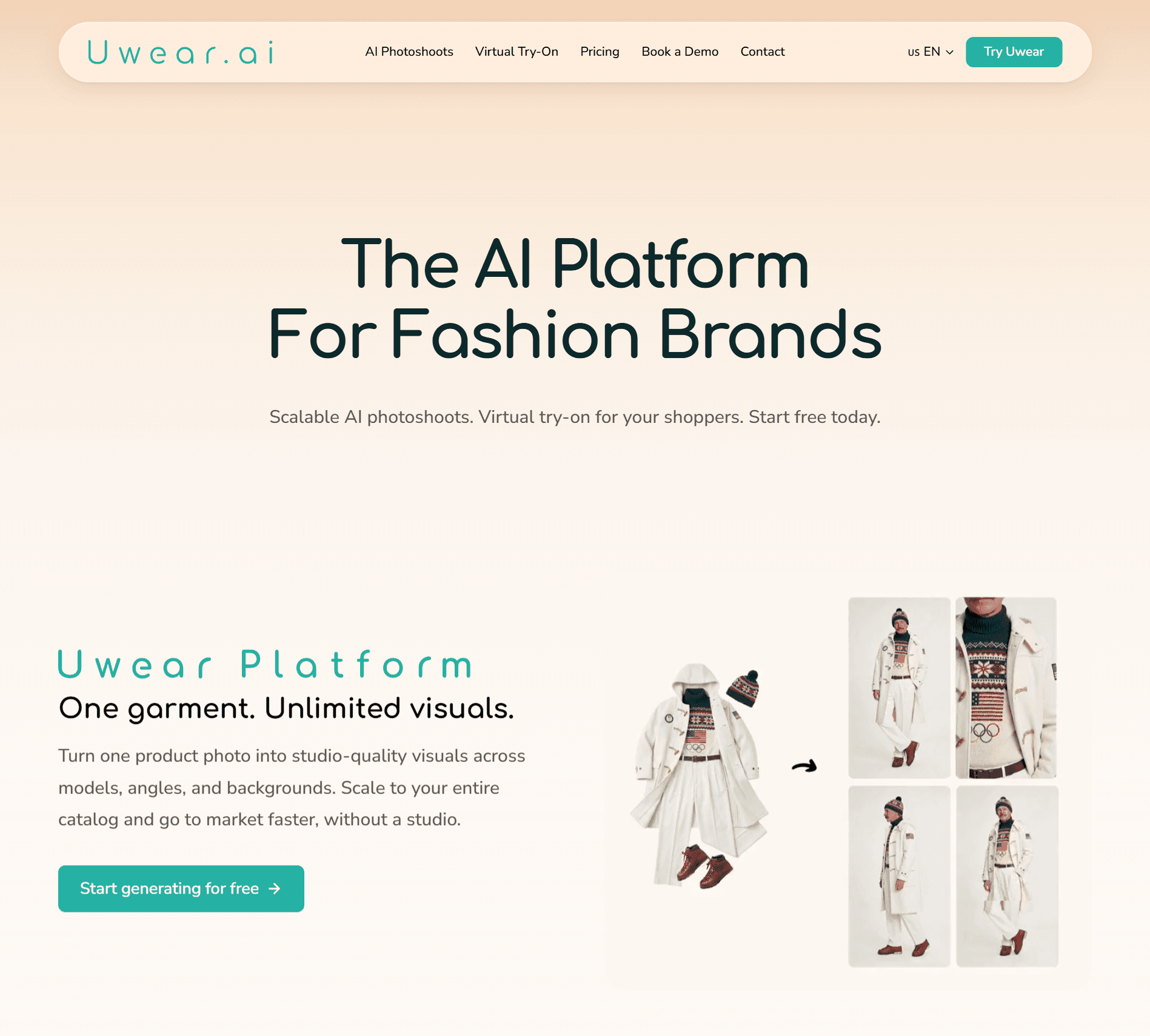Uwear Website Homepage
