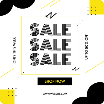 Black, white and yellow sale infographic template