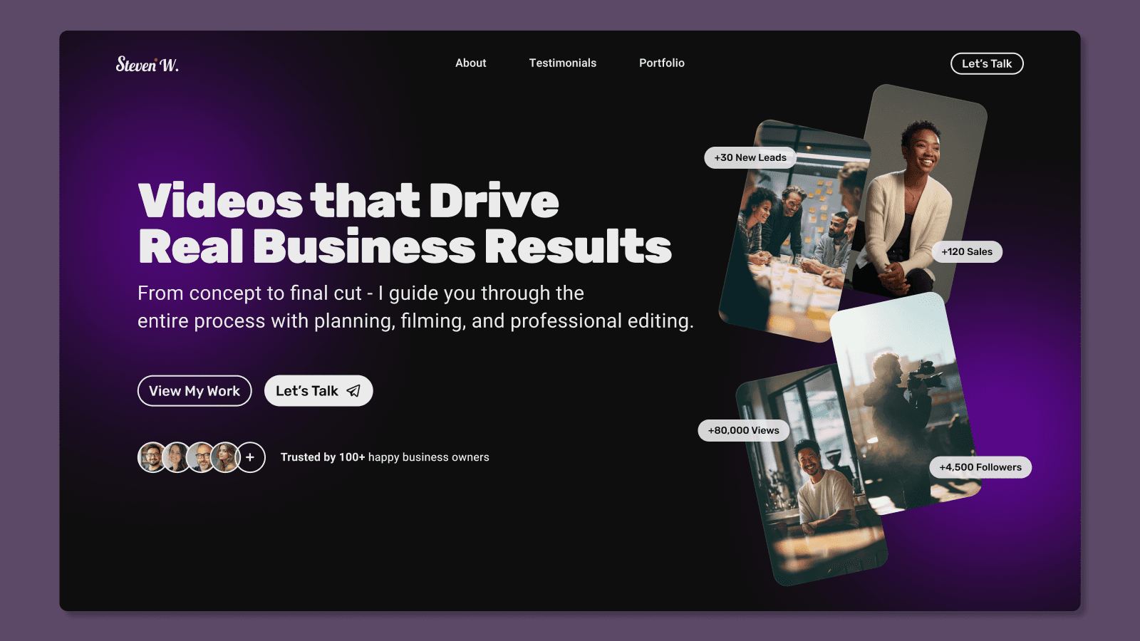 Steven W Videographer Hero image design