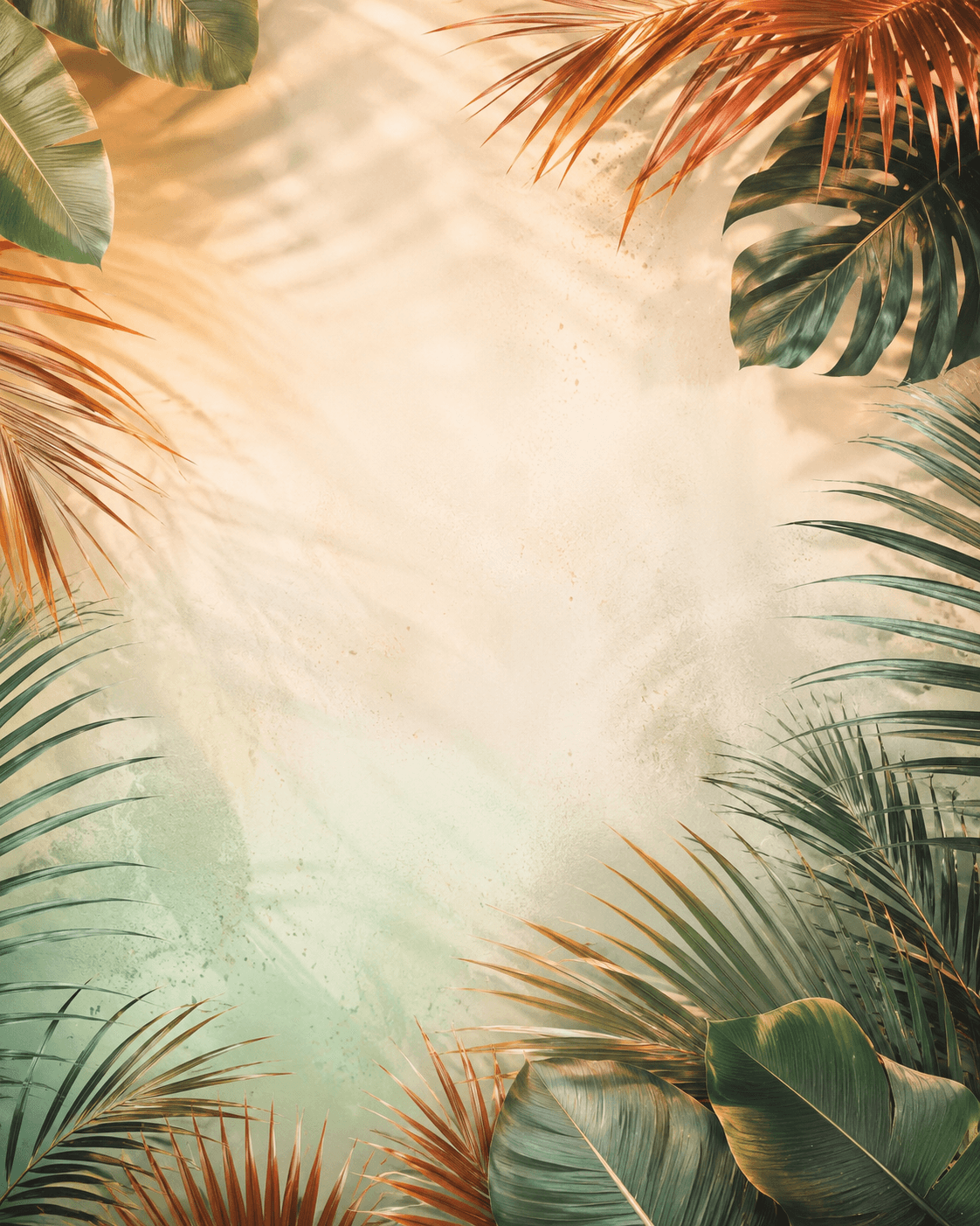 immagine sfondo tropicale con foglie ai bordi