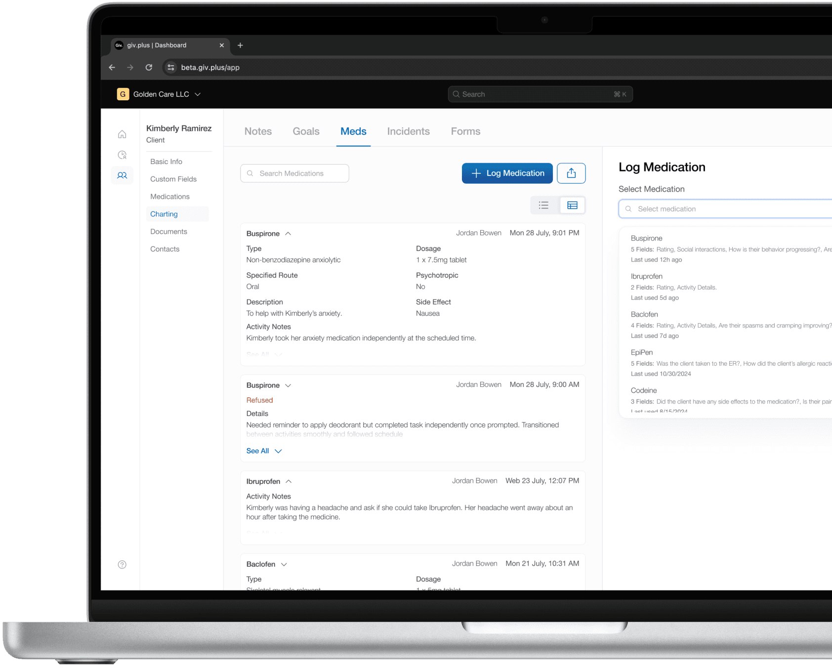 Medication charting.