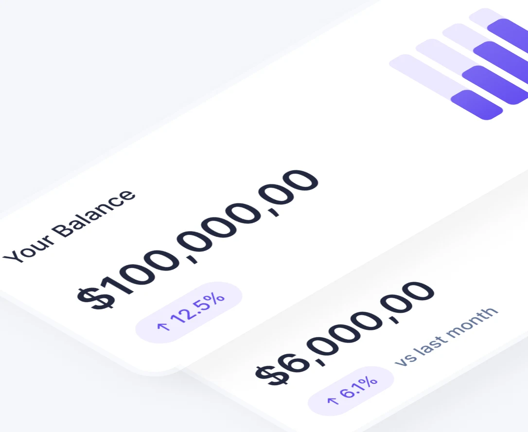 Analytics dashboard displaying total account balance and spending comparison charts