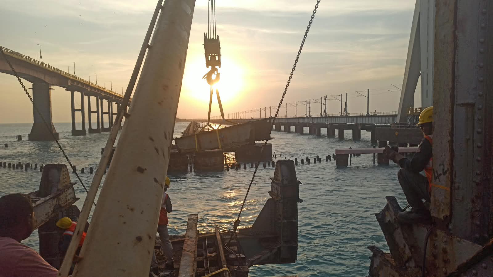Pamban Bridge live work photo