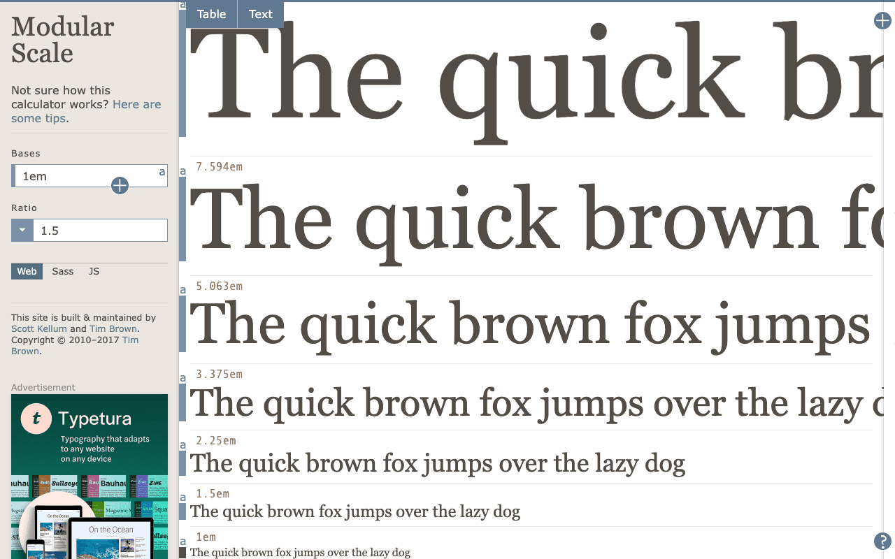 Modular Scale екранна снимка