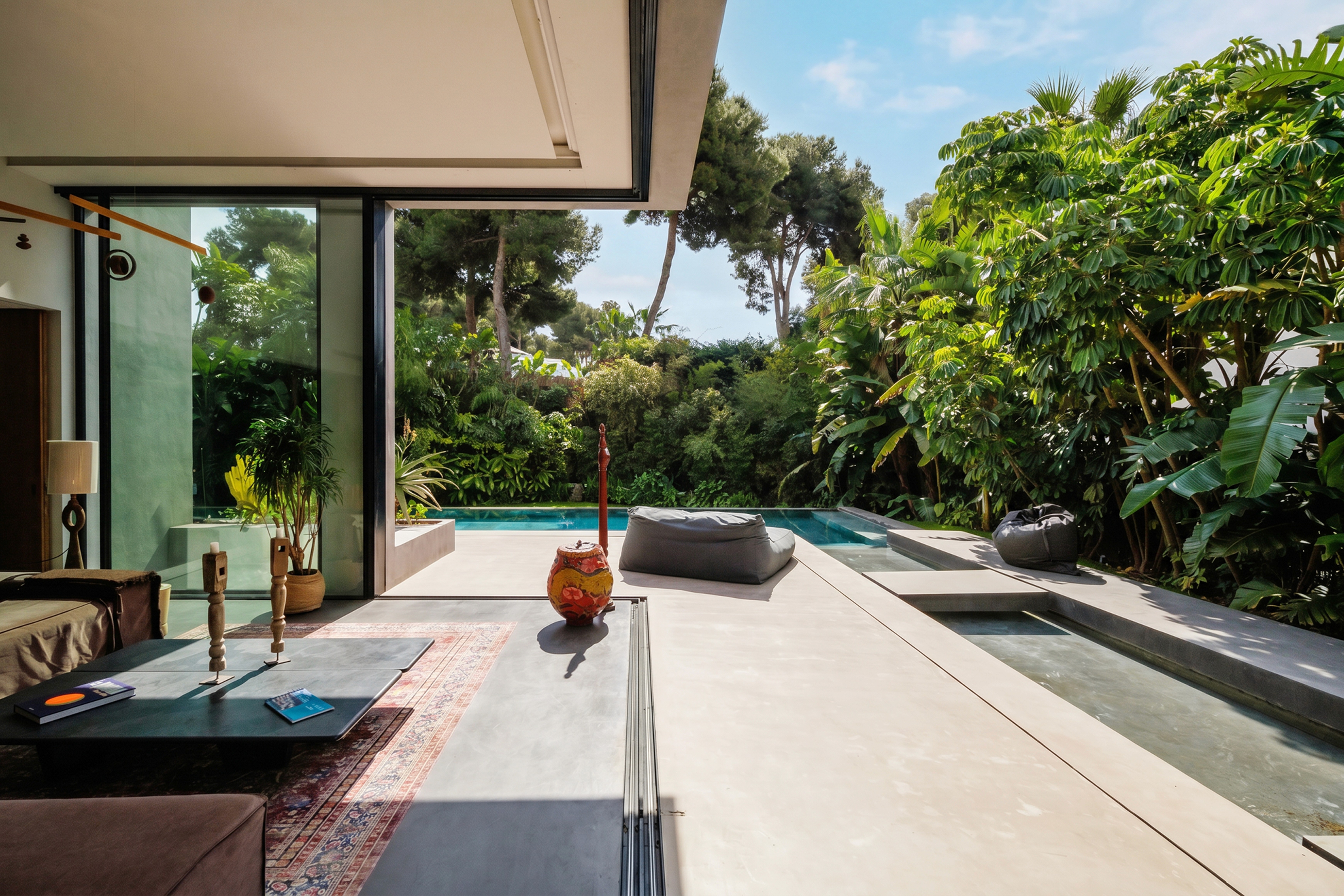 Double-height living room at Soul House, high-end villa in Marbella by Ghara Construction