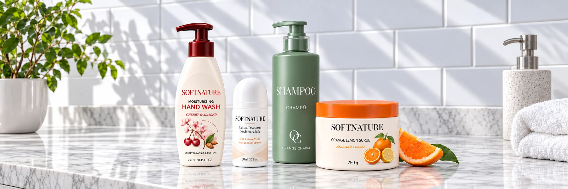 Private label hotel toiletry set designed for coordinated multi-SKU hospitality programs.