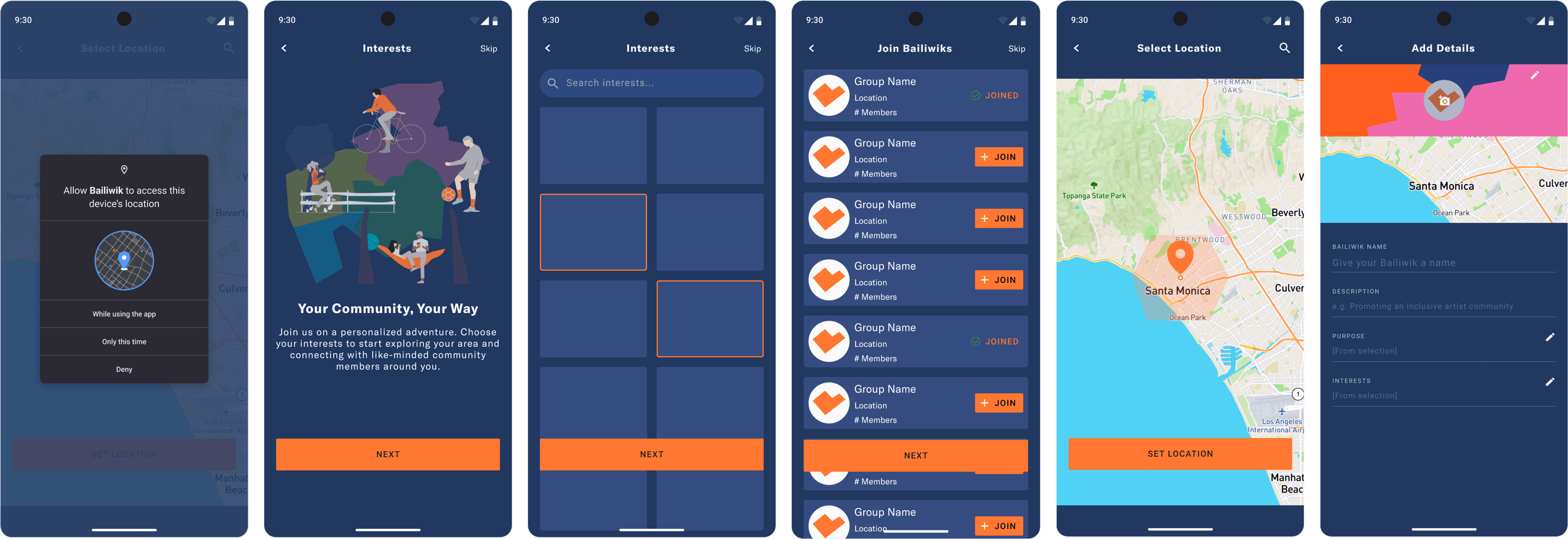 Key screens from member and host onboarding flows