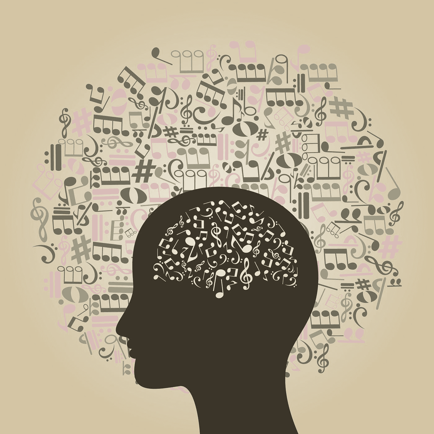 High school student studying music scores and data charts for an original research project