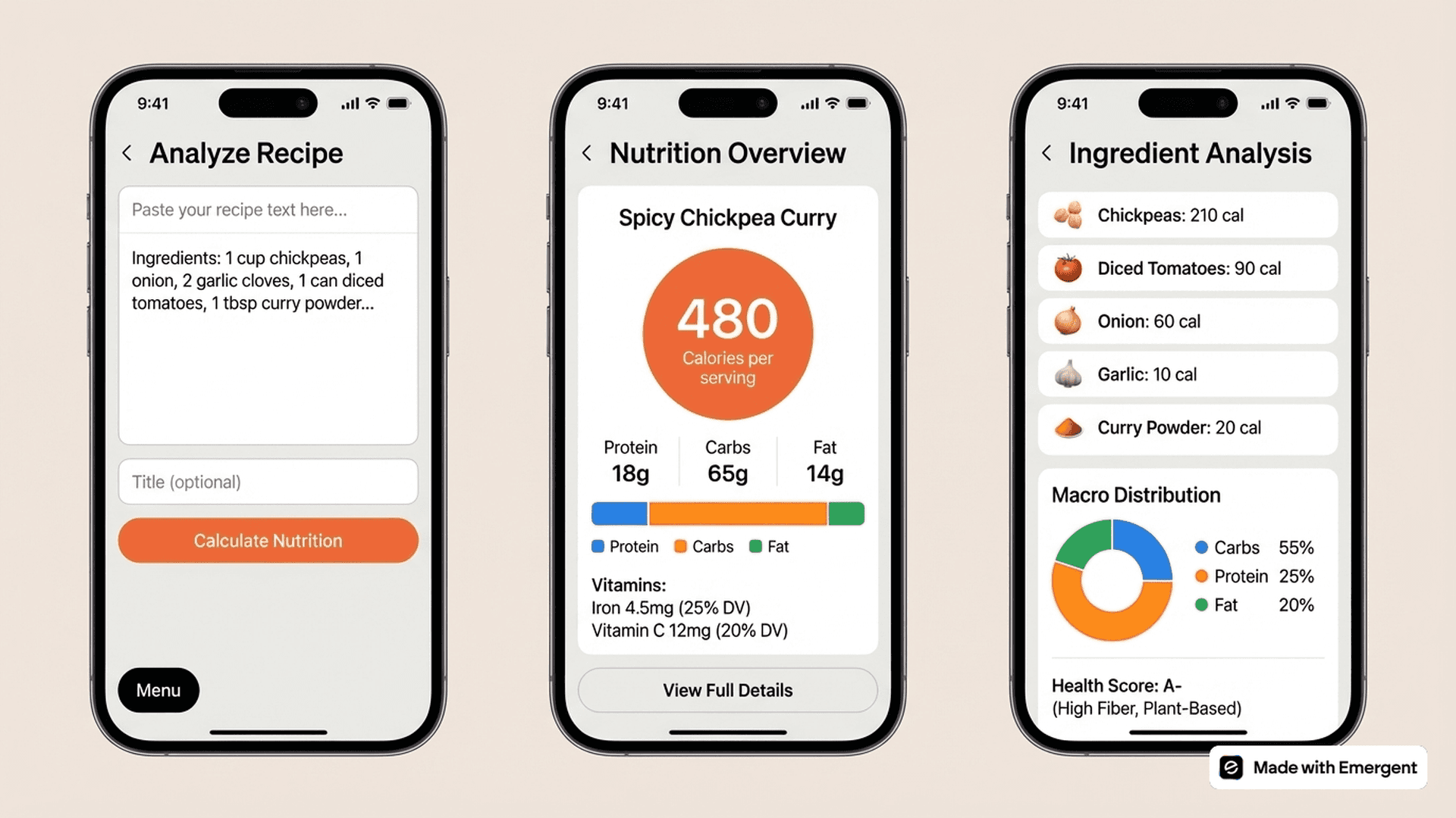 Recipe Nutrition Calculator App Made with Emergent