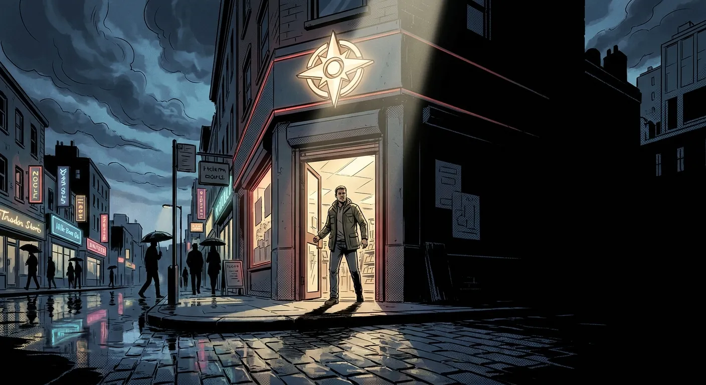 "RockN' Socials' Digital Marketing Agency brightens a dark city corner."