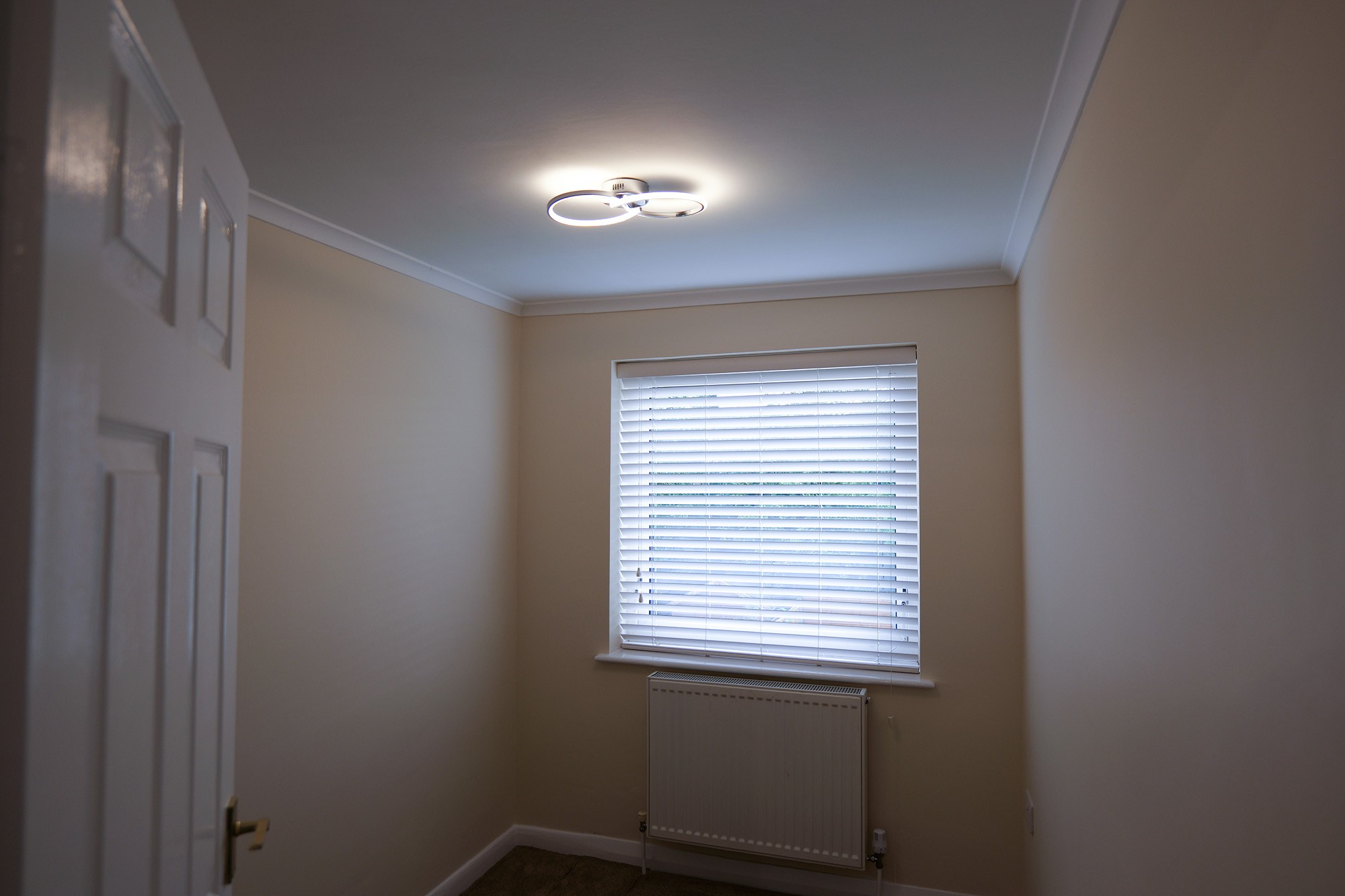 Small office space freshly decorated and painted