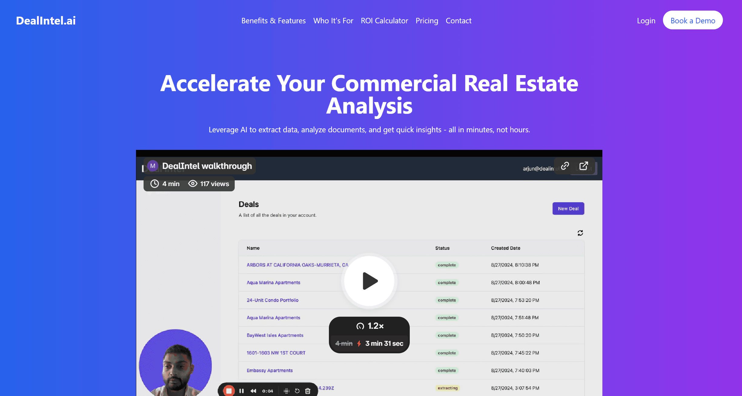 DealIntel Homepage - proeprtyaitools - real estate ai