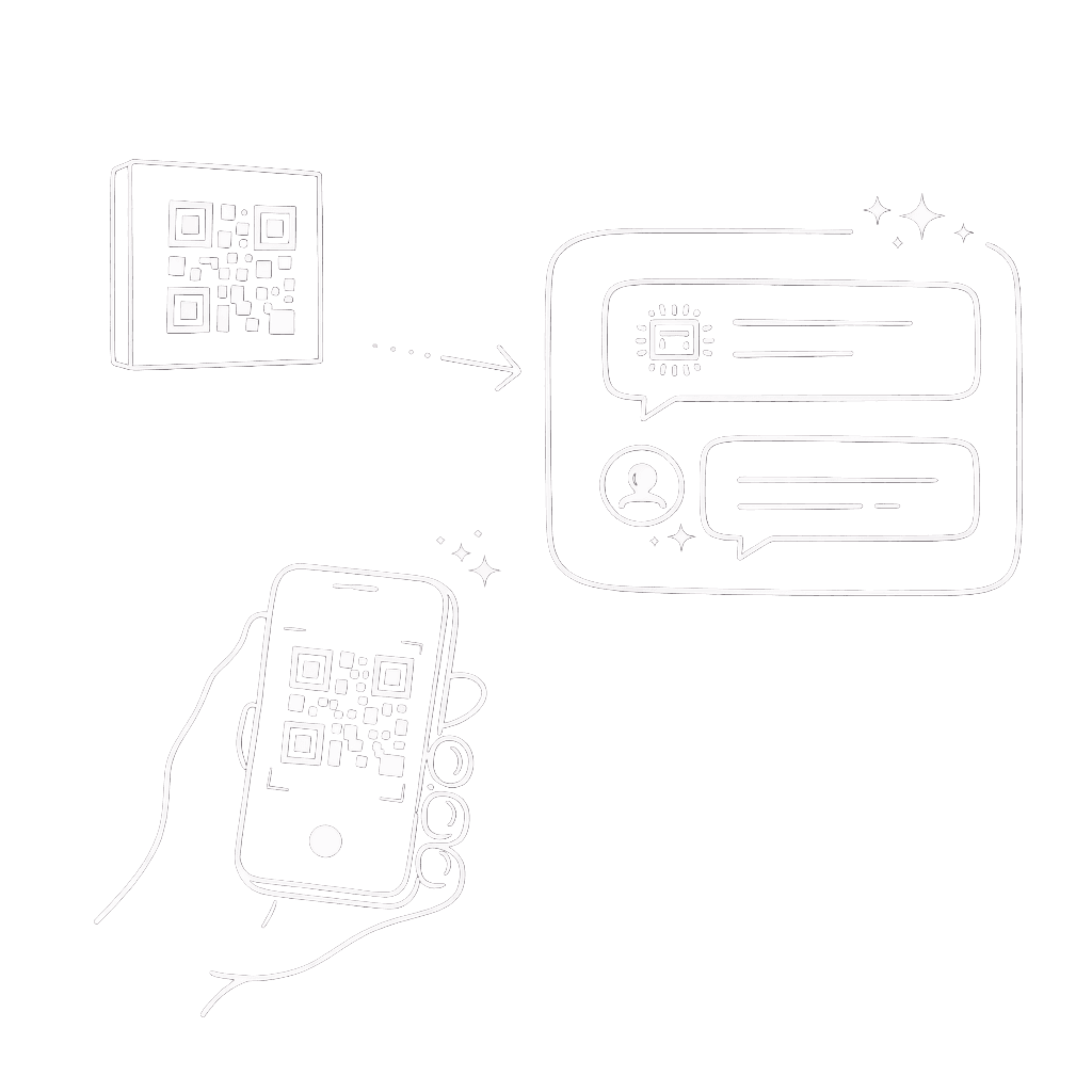 QR code customer support with AI chat first and a live agent joining when needed