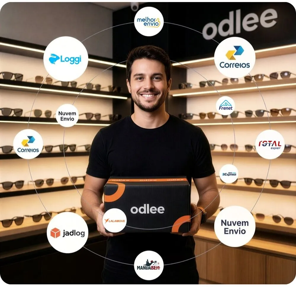 Homem em uma loja de óculos de sol