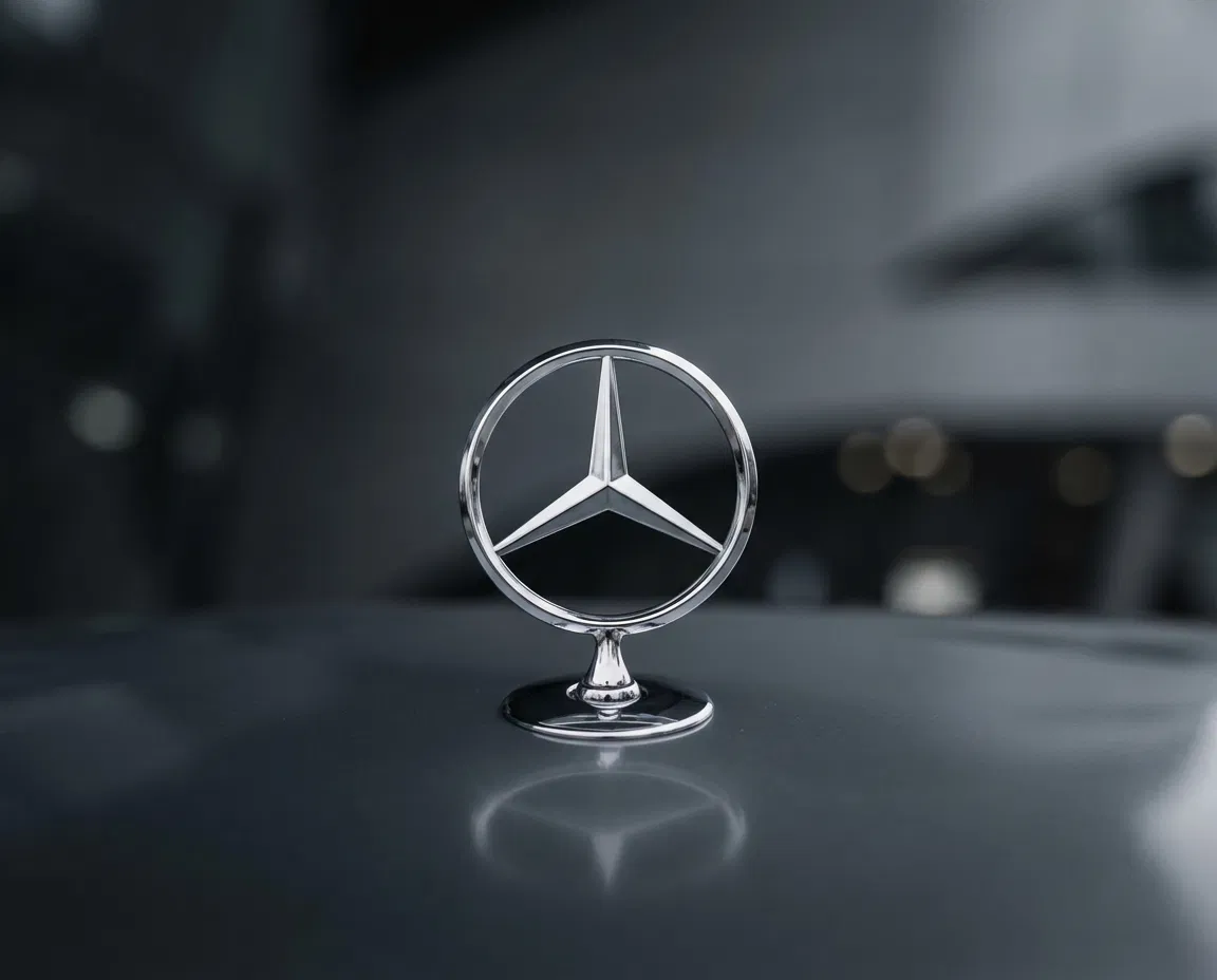 Mercedes Benz logo in a realistic modern style