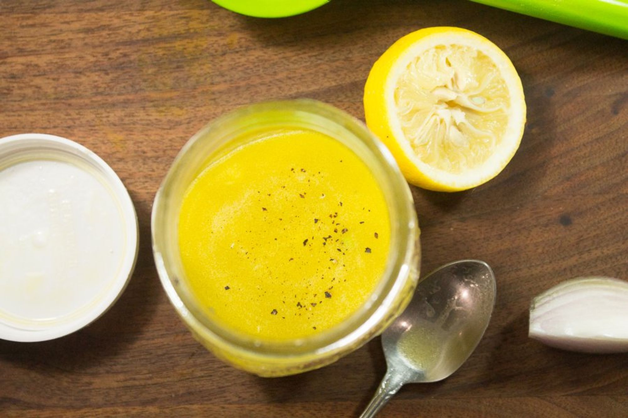 combined olive oil, lemon juice, zest, and shallot