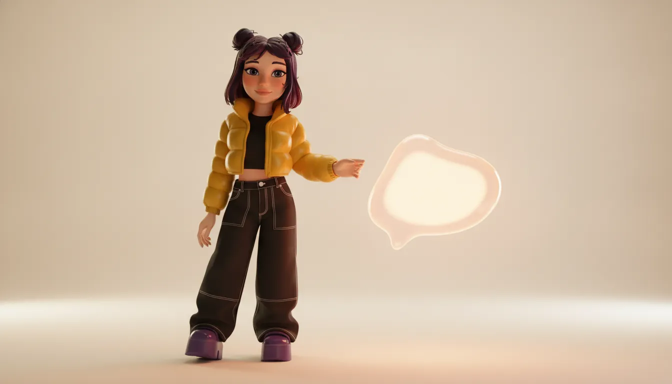 Stylized 3D character representing an AI assistant's visual identity