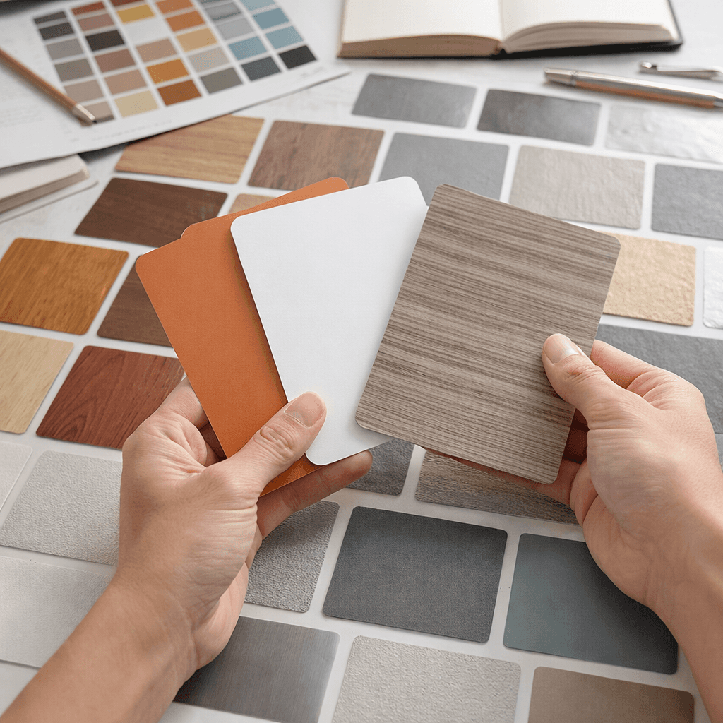 다양한 실내 인테리어 마감재의 모습