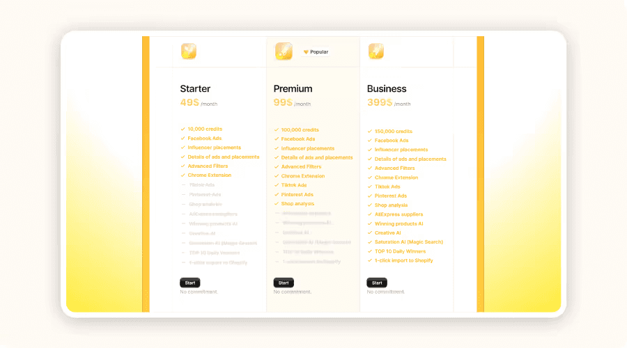 Minea’s pricing plans