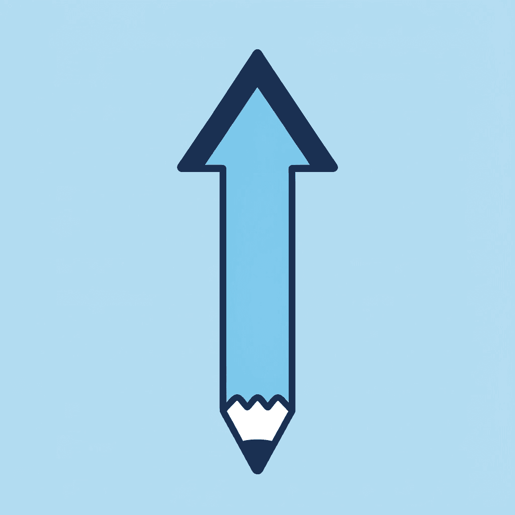 Upward arrow showing progression from cutting practice to fine motor skills to academic readiness