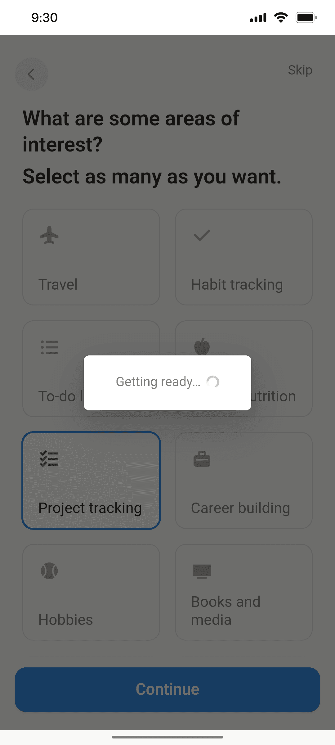 Notion App Continue Screen