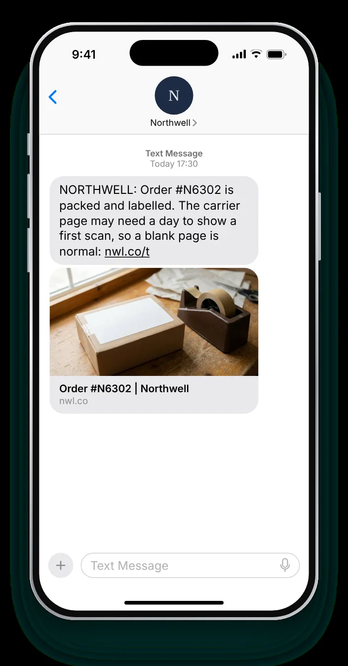Before the carrier page shows anything shipping text on an iPhone