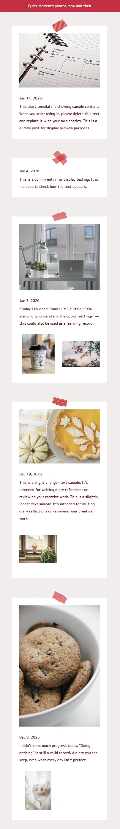 日記テンプレは四種類展開。メモ用紙をクリックした時の動きがモーダル（クリックで手前に出てくる）かアコーディオン（クリックで下に展開する）を選べます。 スマホ版ではいずれも開いた状態がデフォルトになります。