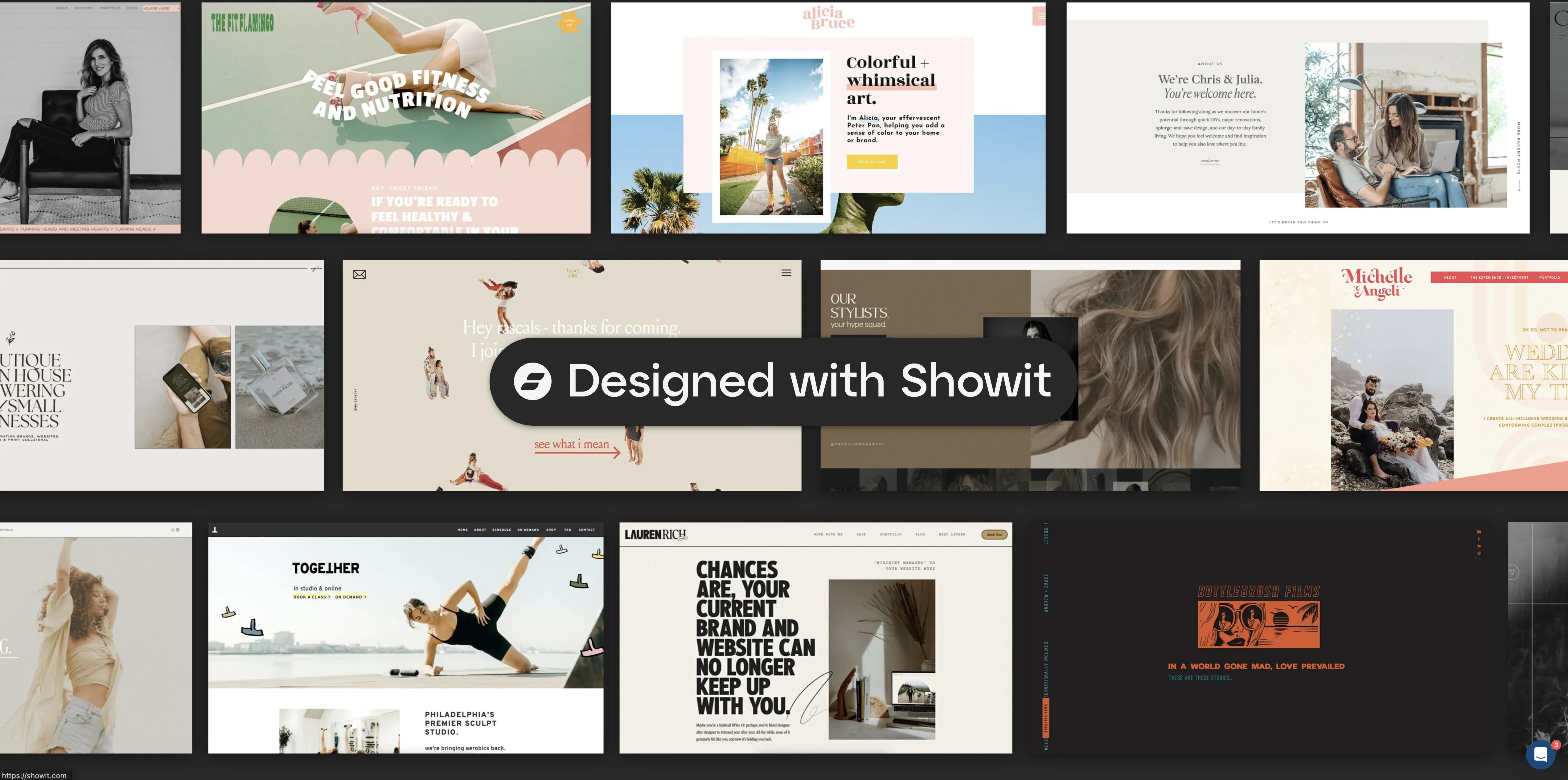 A screenshot of Showit websites