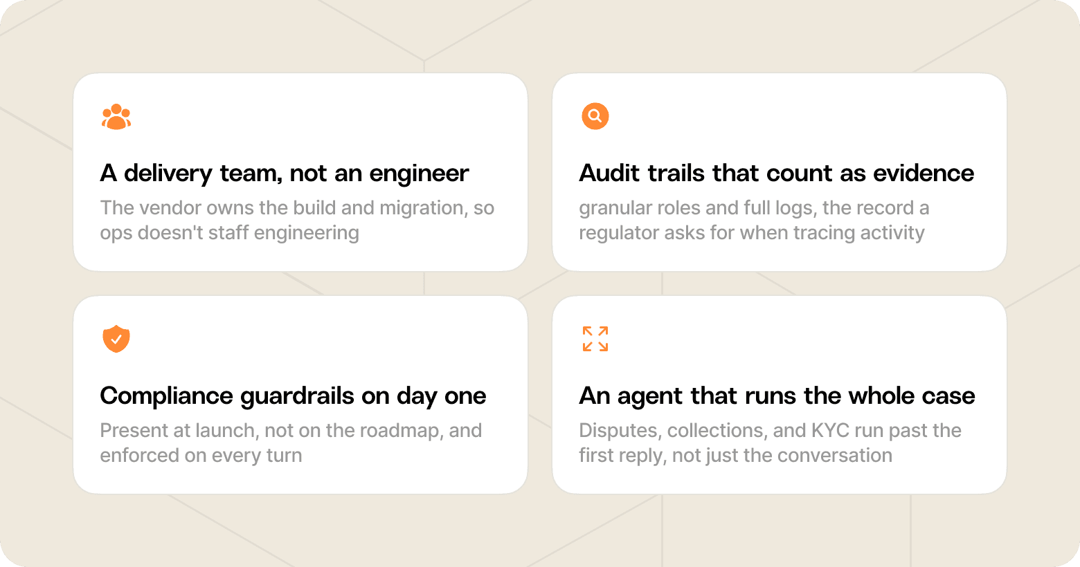Chart that shows criteria a buyer should consider when evaluating an AI agent for a regulated industry, as described in this section.