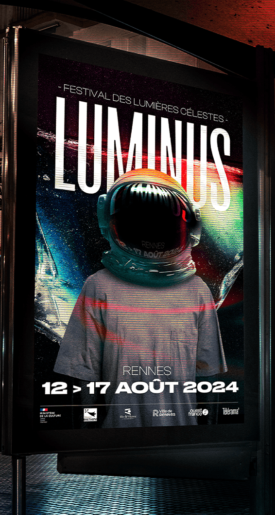 Affiche urbaine du projet Luminus, direction artistique et design print pour une exposition visuelle.