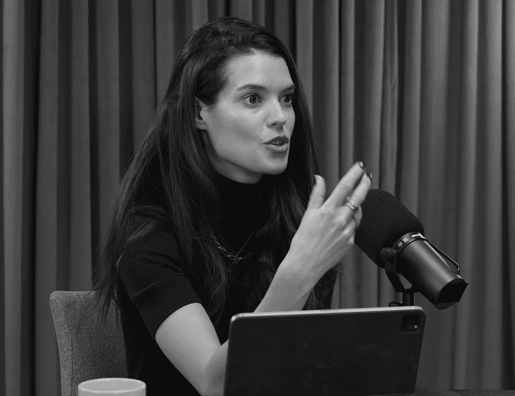 Sarah Ann Macklin talking on podcast