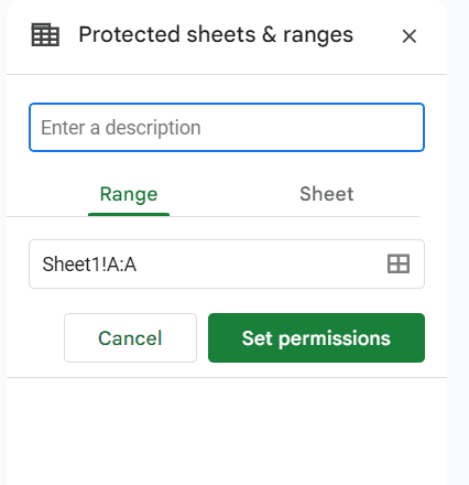 Protected sheets & ranges panel