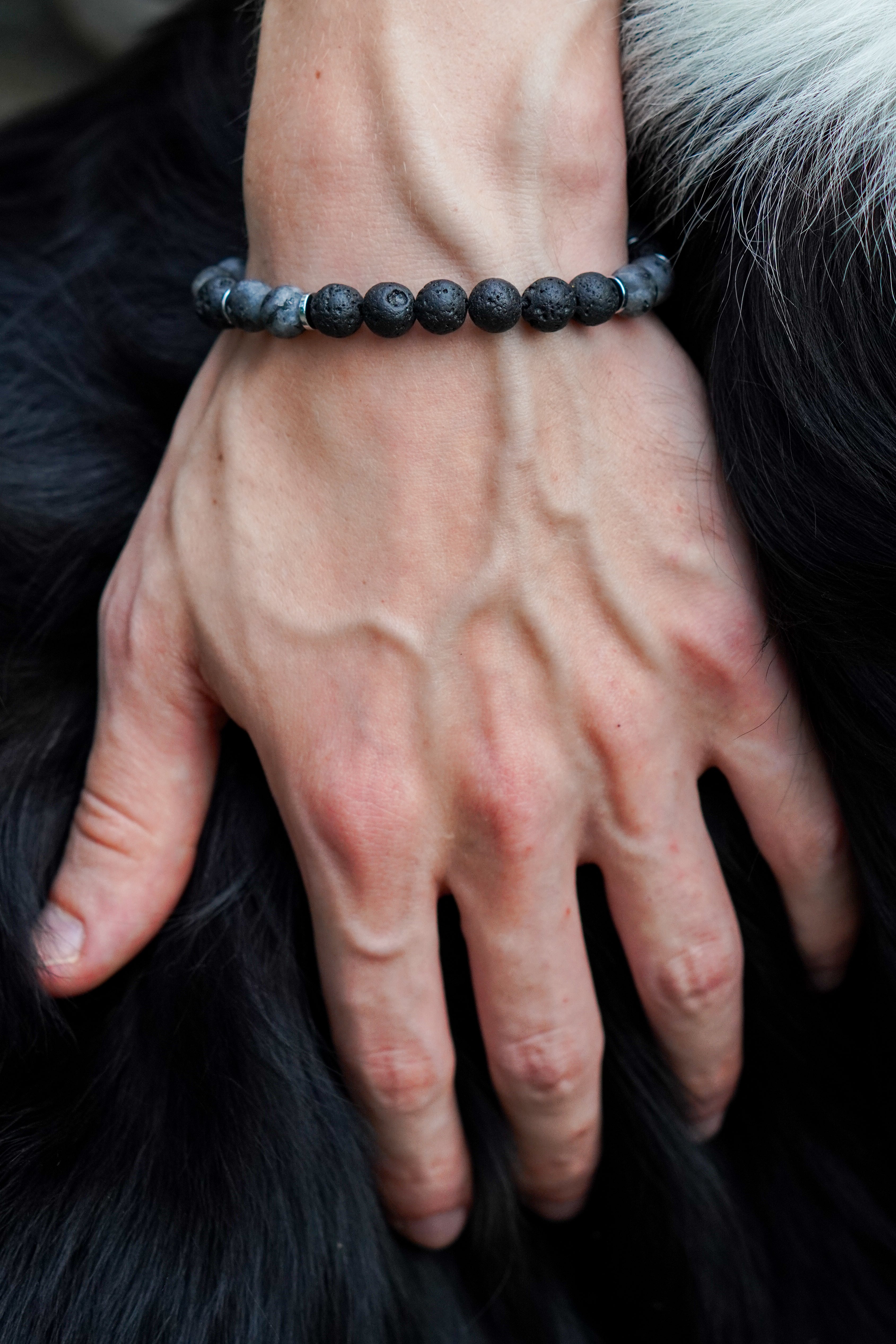 Surowa bransoletka dla mężczyzny minerały i lawa wspierająca na stres zdrowie