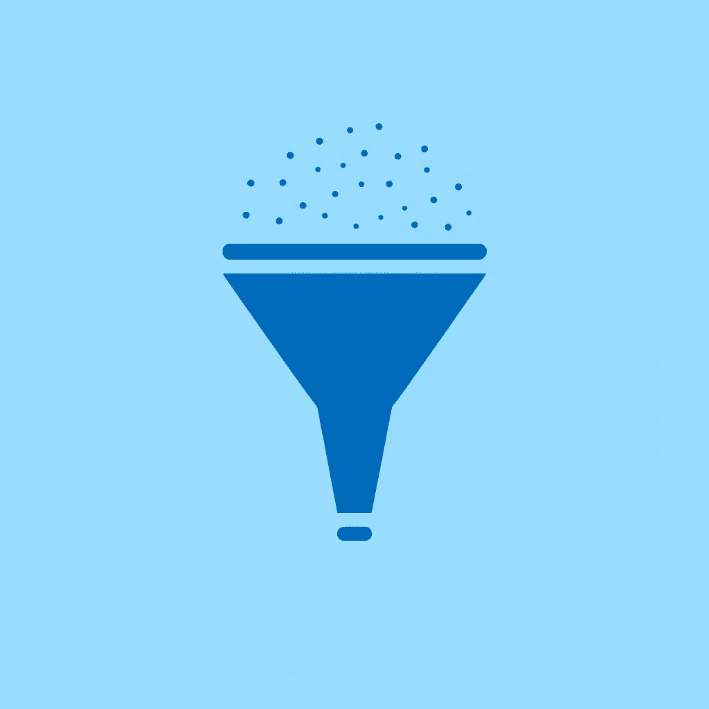 Funnel showing content flowing in and only relevant approval-focused content coming out