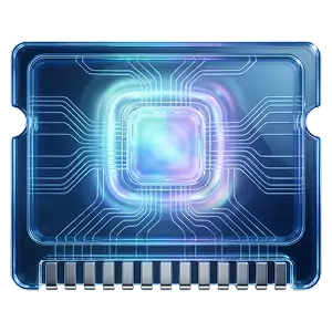 Glowing microchip processor with circuit board