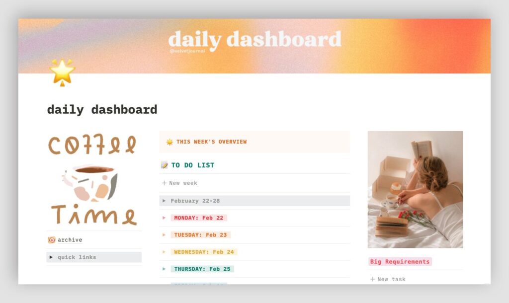 Free Aesthetic Notion Daily Planner