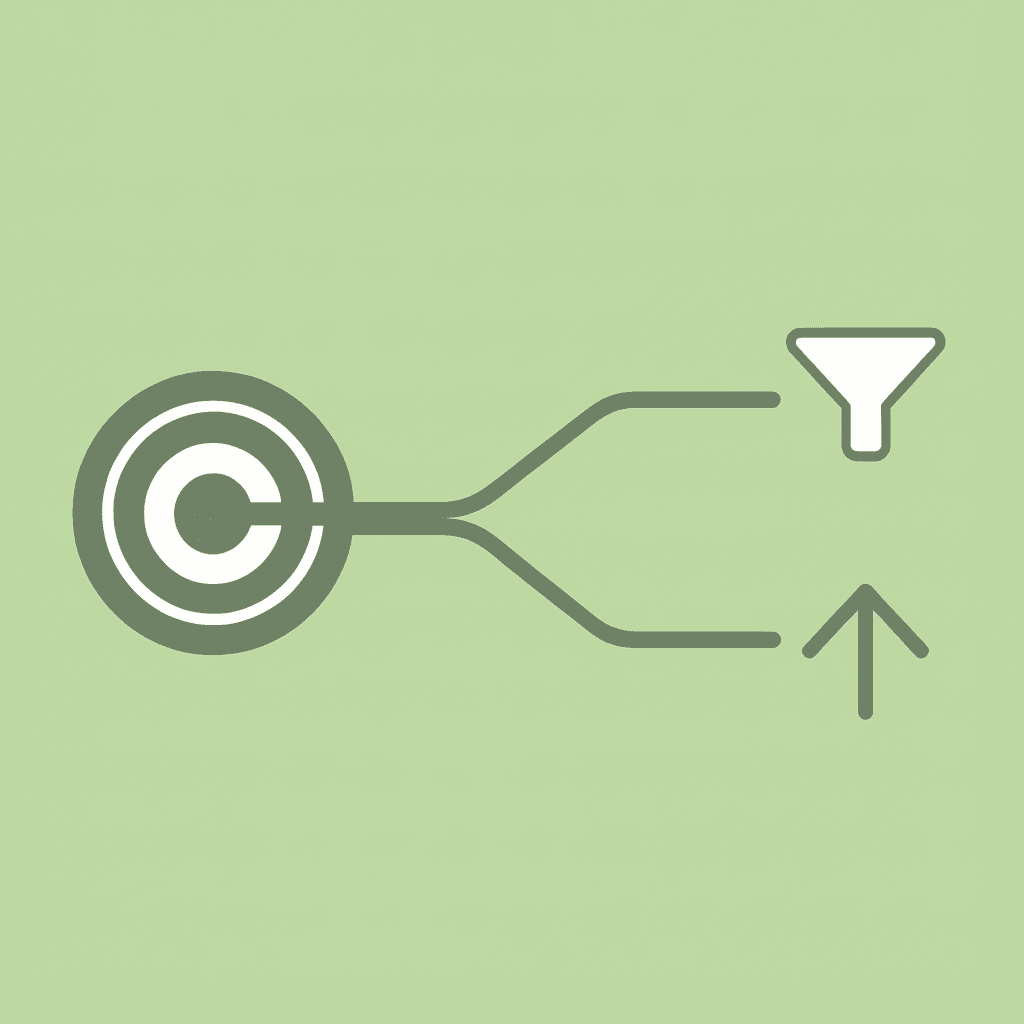 Two paths diverging: one showing 30 applications with weak positioning, one showing focused applications with strong positioning