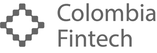 Logo of Colombia Fintech featuring a geometric design and the words "Colombia Fintech."