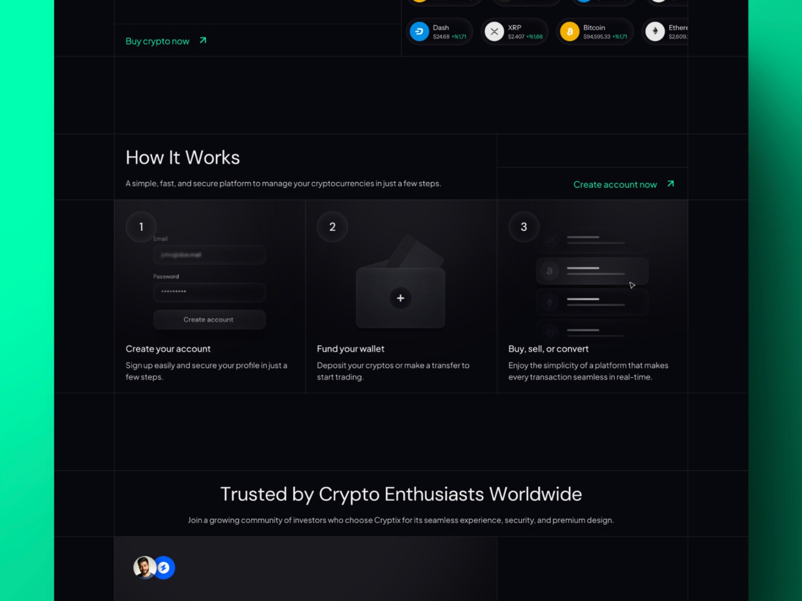 Cryptix — 高级暗黑现代 Web3 项目官网设计灵感