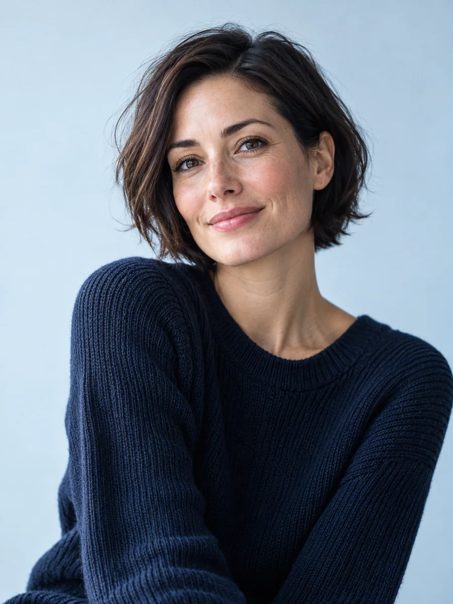 Portrait of a woman with a calm natural smile