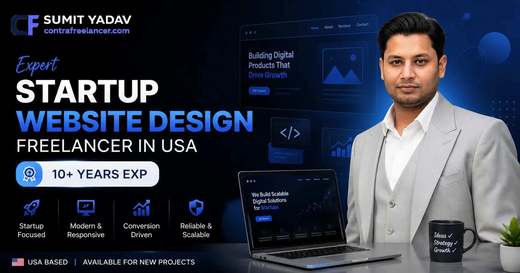 Expert Startup Website Design Freelancer in USA 10+ Years EXP