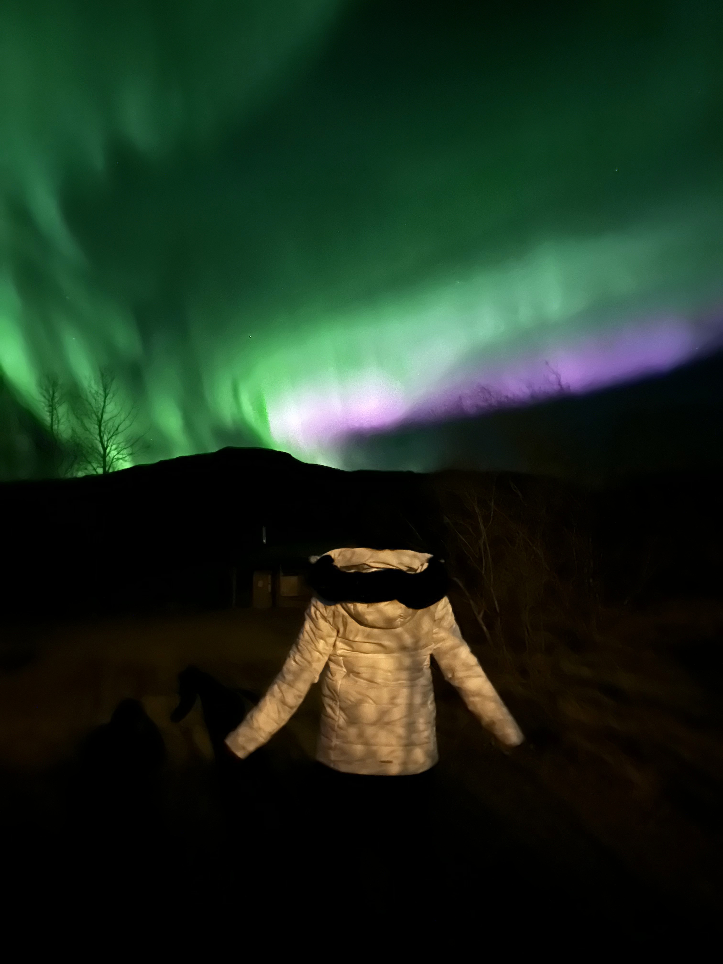 Pessoa a observar a aurora boreal