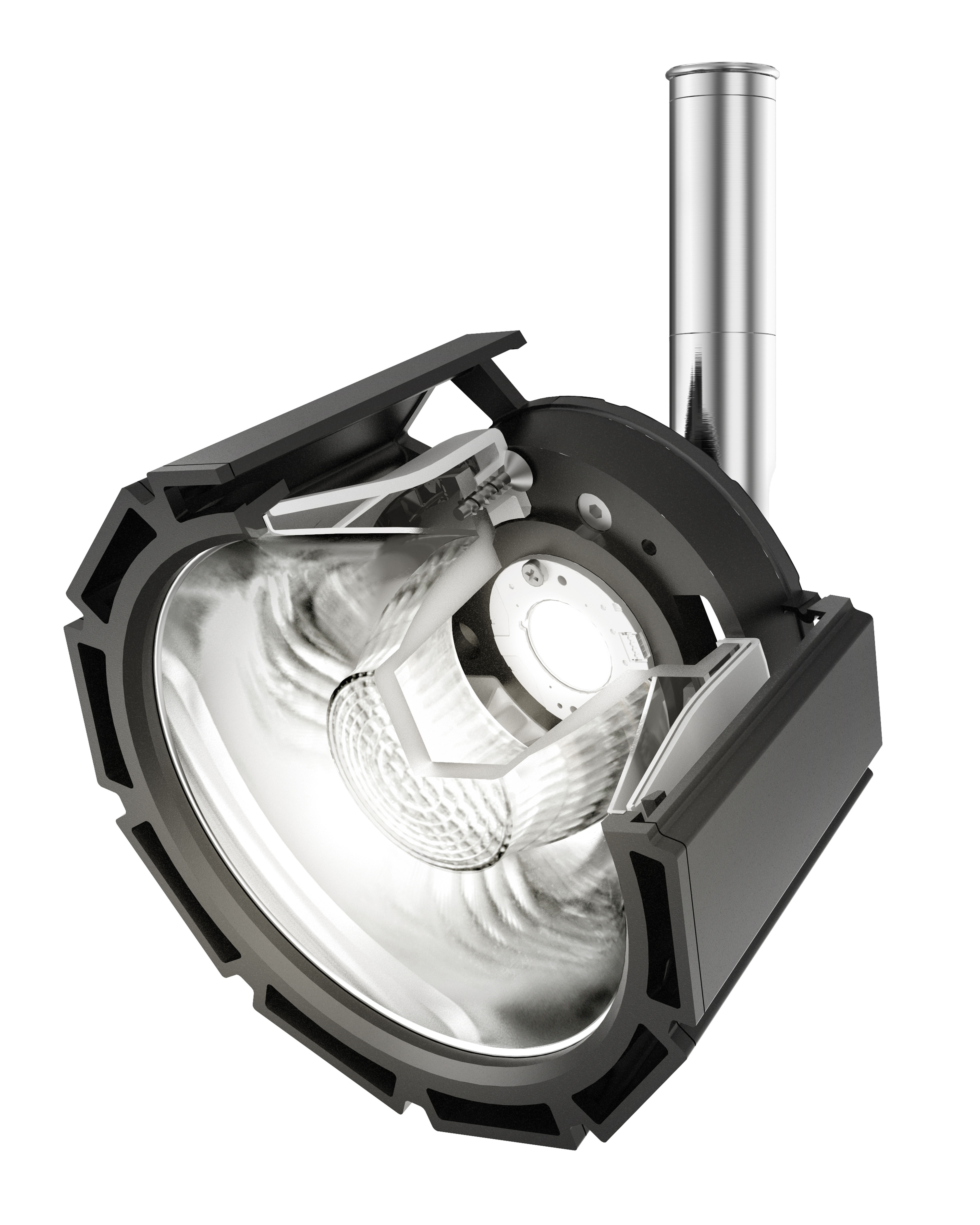 Vista sezionata tecnica di faretto artemide su fondo bianco