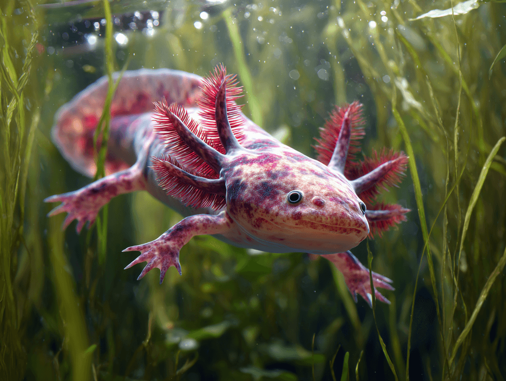 An Axolotl fish in a fish tank