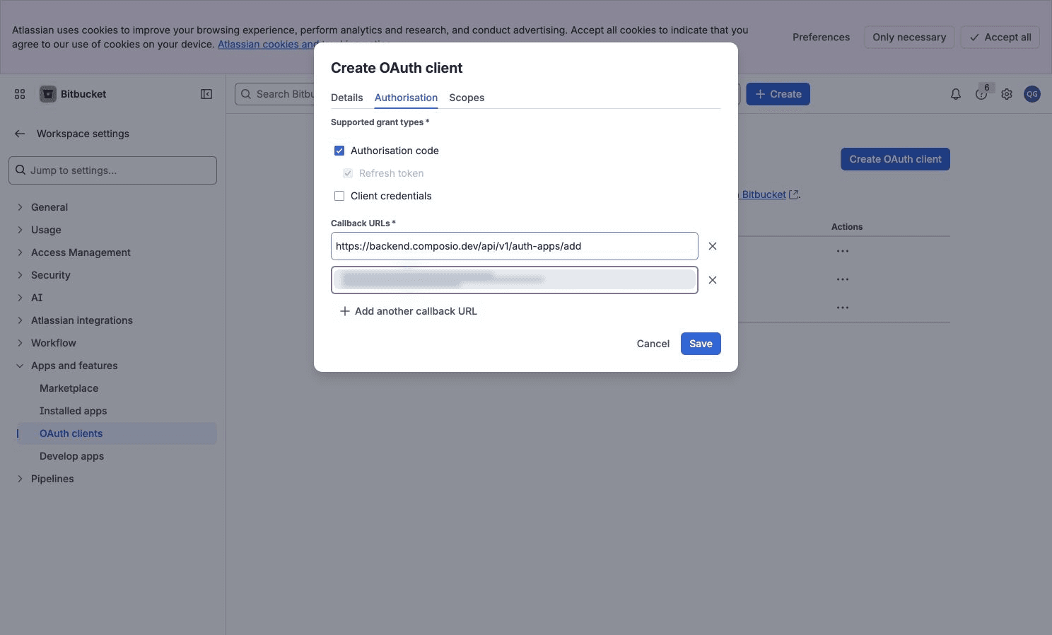 Authorization-code grant and Composio callback URL