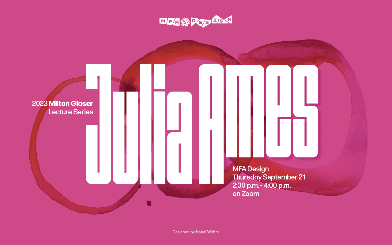 colorful poster for guest lecturer Julia Ames