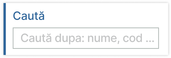 Căutare după nume, cod sau alte detalii pacient